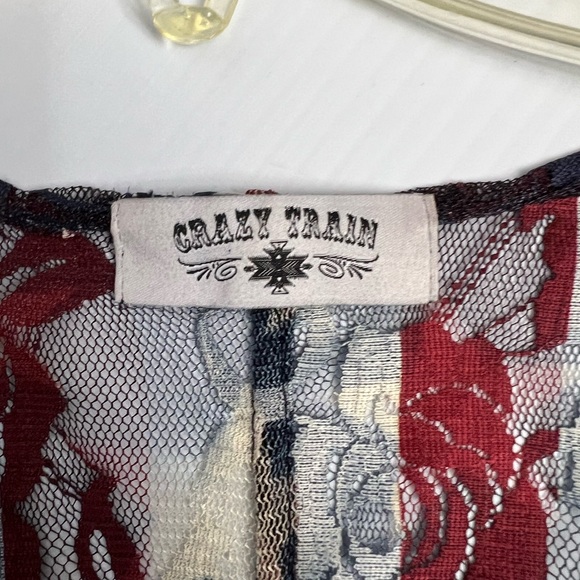 Crazy Train Stars and Stripes Lace cardigan one size - Picture 6 of 8